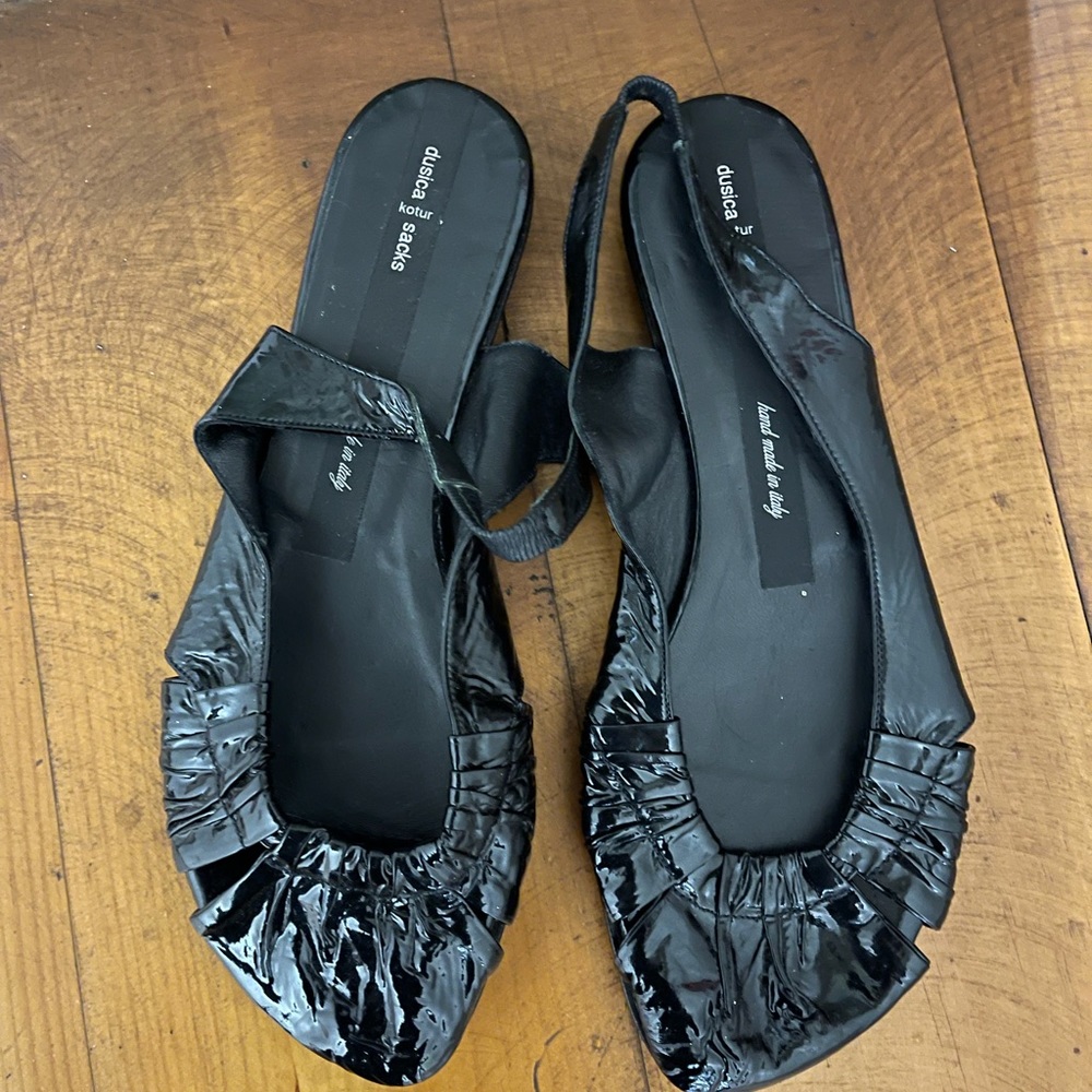 Dusica Sacks Patent Leather Sling Back. Sz EU 36.